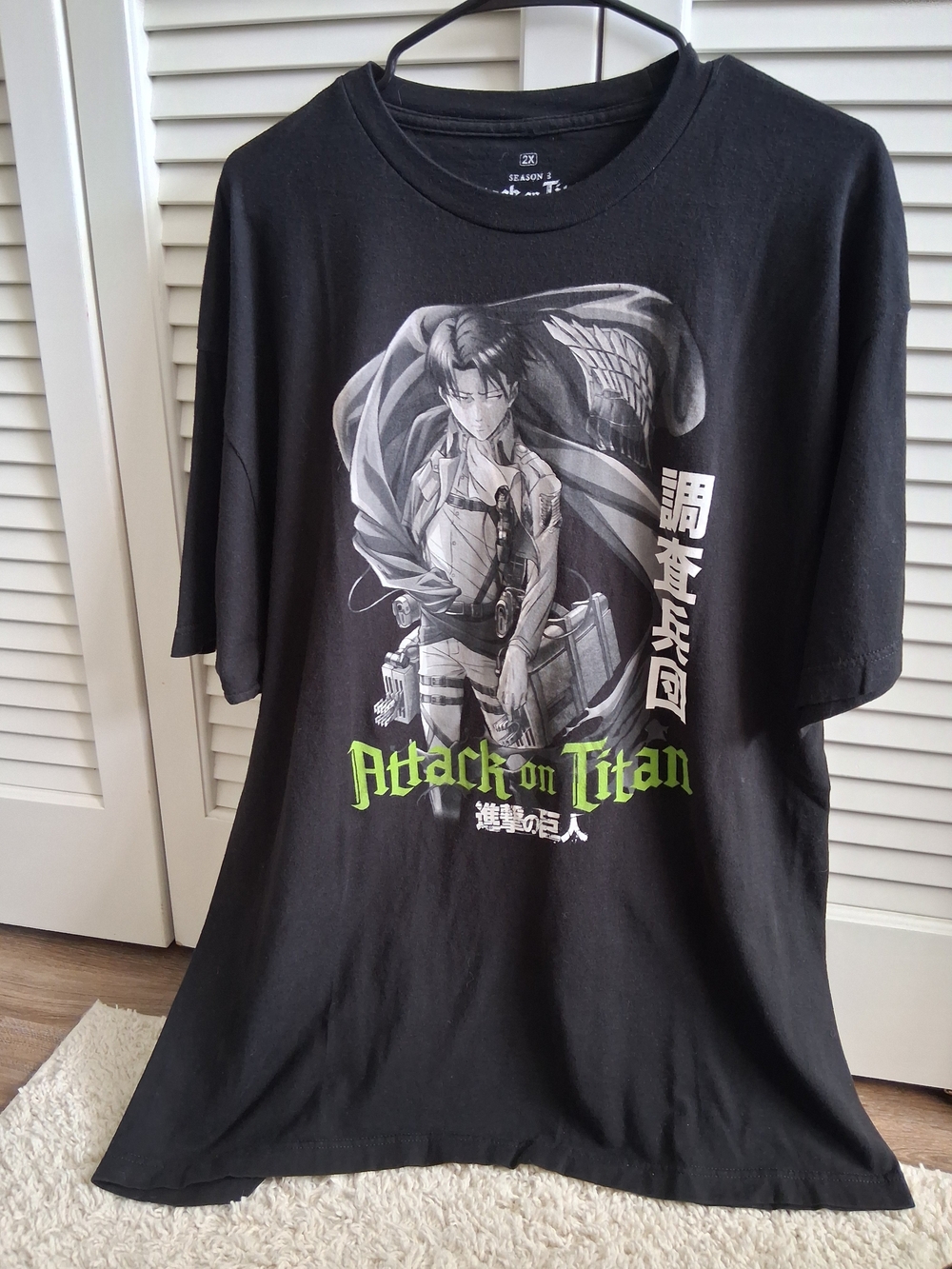 Ripple Junction Black Attack on Titan Graphic Tee with Green Logo